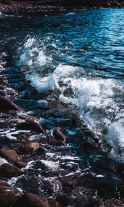 Preview wallpaper waves, spray, stones, shore