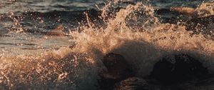 Preview wallpaper waves, spray, stones, water, shore