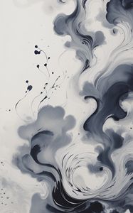 Preview wallpaper waves, stains, paint, gray, abstraction