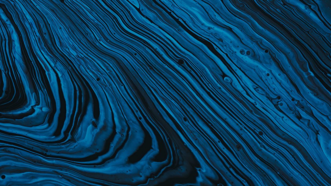 Wallpaper waves, stains, paint, liquid, blue