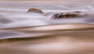 Preview wallpaper waves, stones, water, long exposure, blur