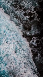 Preview wallpaper waves, water, aerial view, sea