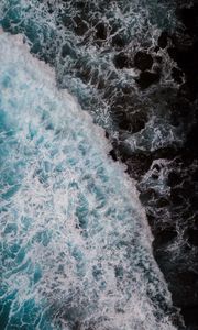 Preview wallpaper waves, water, aerial view, sea
