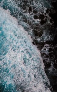 Preview wallpaper waves, water, aerial view, sea