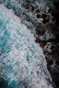 Preview wallpaper waves, water, aerial view, sea