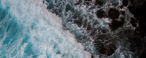 Preview wallpaper waves, water, aerial view, sea