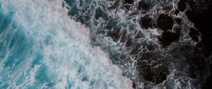 Preview wallpaper waves, water, aerial view, sea