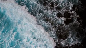 Preview wallpaper waves, water, aerial view, sea
