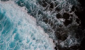 Preview wallpaper waves, water, aerial view, sea