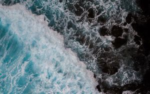 Preview wallpaper waves, water, aerial view, sea