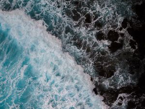 Preview wallpaper waves, water, aerial view, sea
