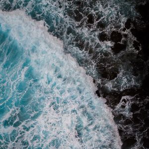 Preview wallpaper waves, water, aerial view, sea