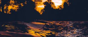 Preview wallpaper waves, water, dark, dusk, sunset