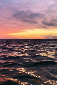 Preview wallpaper waves, water, horizon, sunset