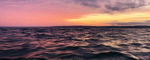 Preview wallpaper waves, water, horizon, sunset