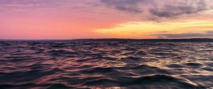 Preview wallpaper waves, water, horizon, sunset