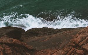 Preview wallpaper waves, water, rock, sea, coast