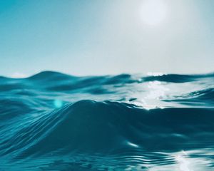 Preview wallpaper waves, water, sun, glare, gleam