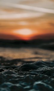 Preview wallpaper waves, water, sunset, blurred
