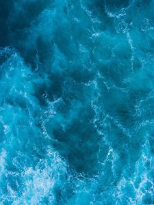 Preview wallpaper waves, water, surface, aerial view, blue