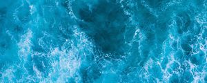 Preview wallpaper waves, water, surface, aerial view, blue