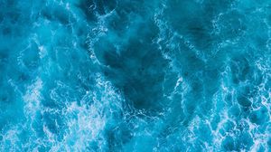 Preview wallpaper waves, water, surface, aerial view, blue