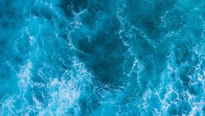 Preview wallpaper waves, water, surface, aerial view, blue