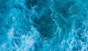 Preview wallpaper waves, water, surface, aerial view, blue