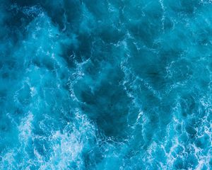 Preview wallpaper waves, water, surface, aerial view, blue