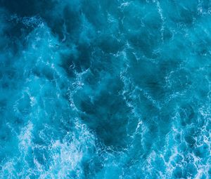 Preview wallpaper waves, water, surface, aerial view, blue