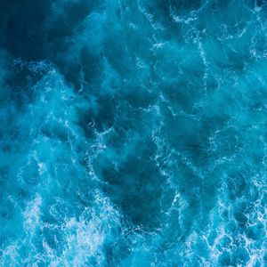 Preview wallpaper waves, water, surface, aerial view, blue