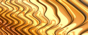 Preview wallpaper waves, wavy, gold, metal, glossy