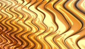 Preview wallpaper waves, wavy, gold, metal, glossy