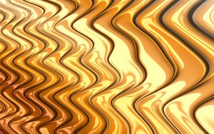 Preview wallpaper waves, wavy, gold, metal, glossy