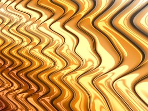 Preview wallpaper waves, wavy, gold, metal, glossy