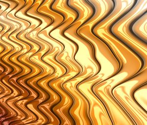 Preview wallpaper waves, wavy, gold, metal, glossy