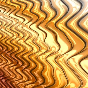 Preview wallpaper waves, wavy, gold, metal, glossy