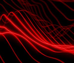 Preview wallpaper waves, wavy, neon, glow, red