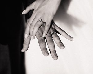 Preview wallpaper wedding, hands, bw, love, touching