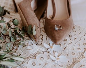 Preview wallpaper wedding, shoes, ring, bouquet, decoration, details, patterns