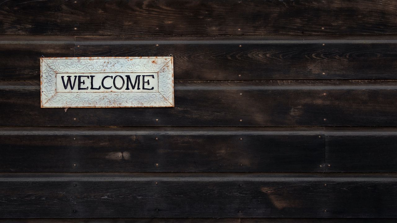 Wallpaper welcome, inscription, phrase, wooden