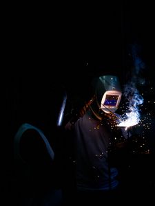 Preview wallpaper welder, protection, sparks