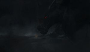 Preview wallpaper werewolf, predator, grin, eyes, fangs, dark