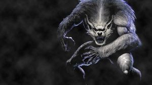 Preview wallpaper werewolf, wolf, jump, fog