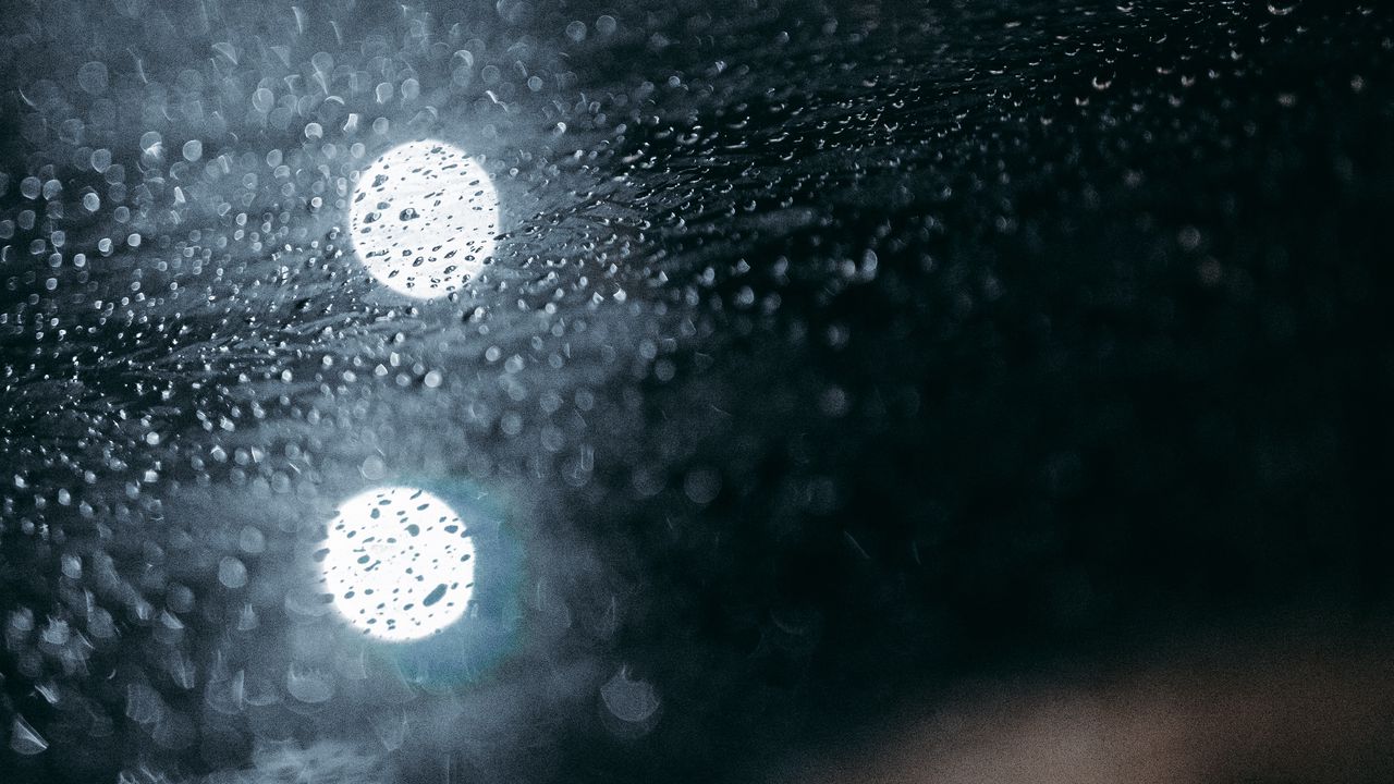 Wallpaper wet, drops, glare, blur, bokeh