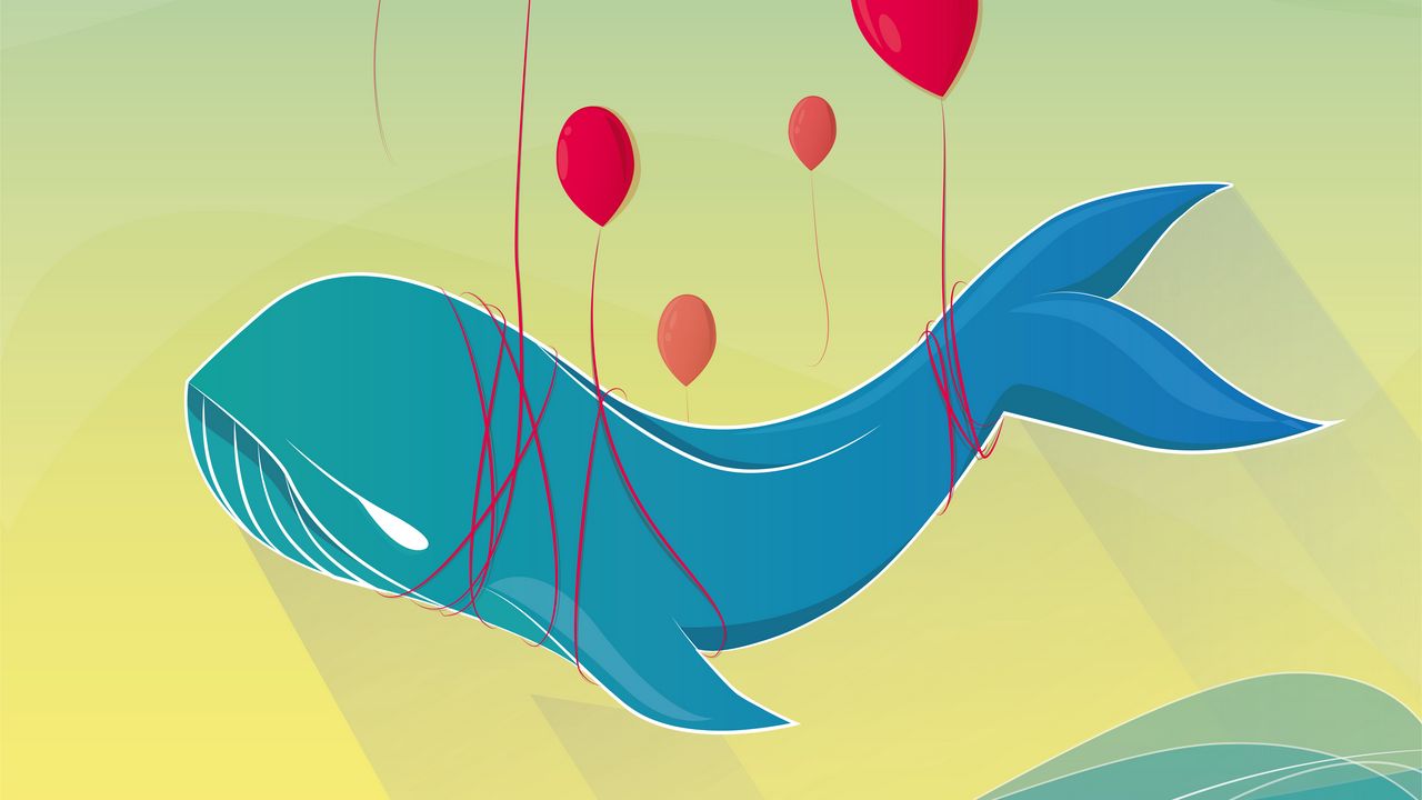 Wallpaper whale, air balloons, art, vector, flight