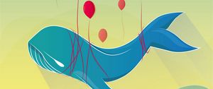 Preview wallpaper whale, air balloons, art, vector, flight