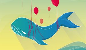 Preview wallpaper whale, air balloons, art, vector, flight