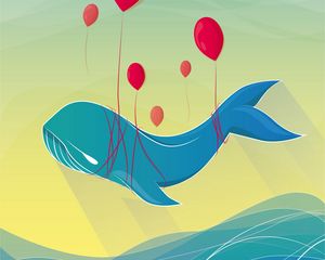 Preview wallpaper whale, air balloons, art, vector, flight