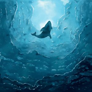 Preview wallpaper whale, art, wave, blue